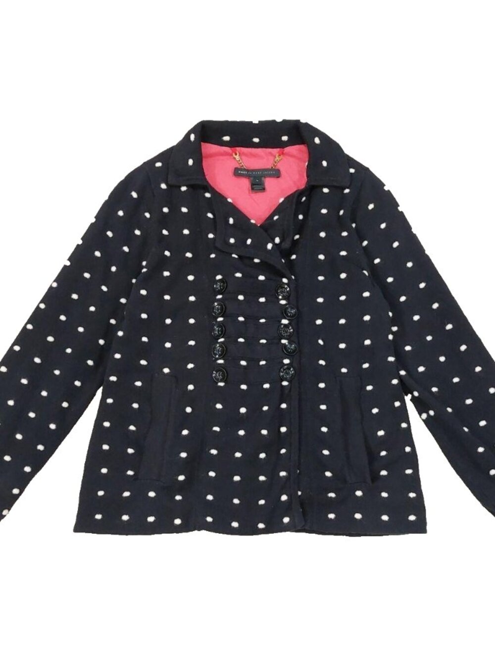 Marc Jacobs Polka Dot Knit Sweater Jacket Large, Chic Double‐Breasted Cardigan